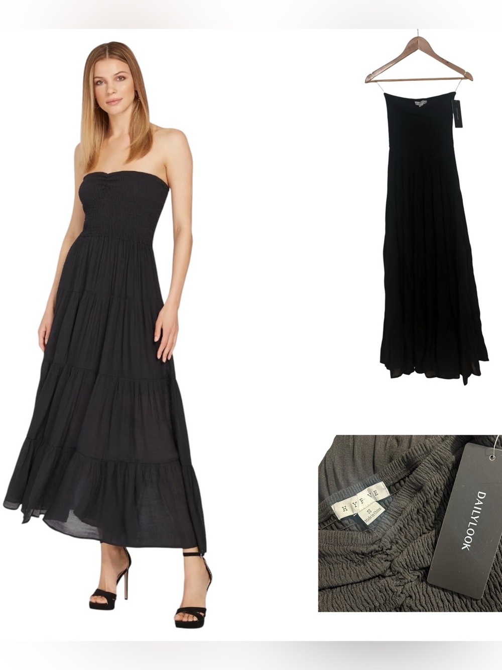Hyfve Strapless Tiered Midi Dress